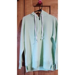 Maurices Mint Green Waffle Knit Half Zip Hoodie Sweatshirt Size Small fits(M/L)